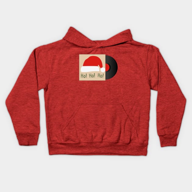 Vintage Christmas Vinyl | Gift Ideas | Santa Hat Kids Hoodie by Fluffy-Vectors